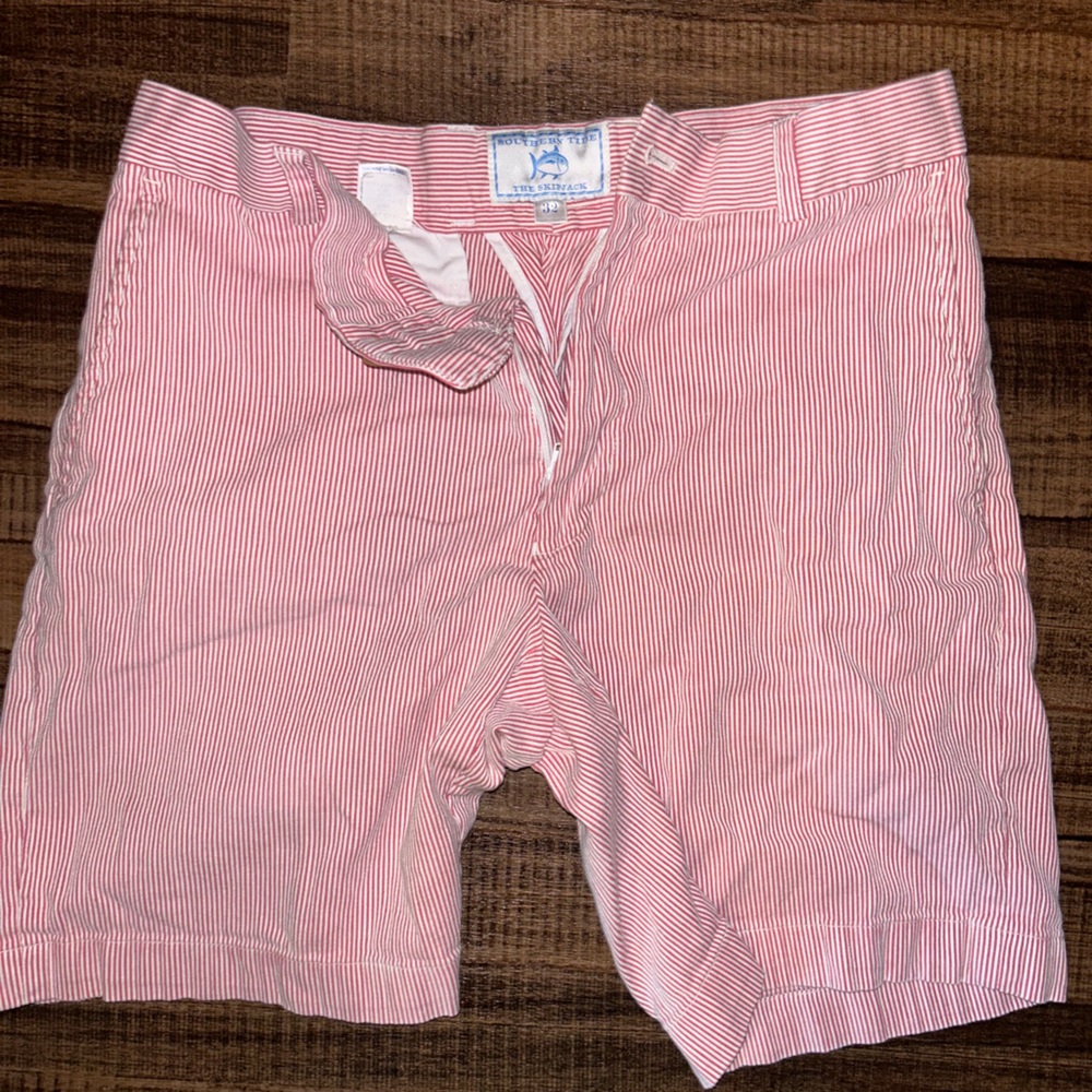 Southern Tide Red Seersucker shorts